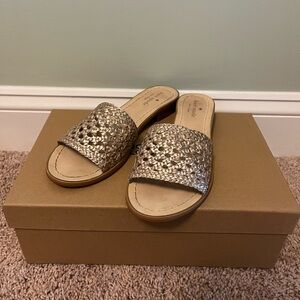 Kate Spade Rose Gold New York Berlin woven leather sandal